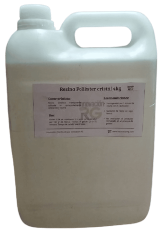 Resina La Resina Poliester Cristal 4KG es una resina transparente y resistente, ideal para piezas decorativas